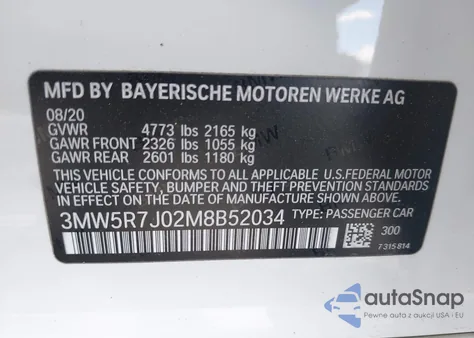 2021 BMW 330I xDrive from USA, damaged, VIN 3MW5R7J02M8B52034